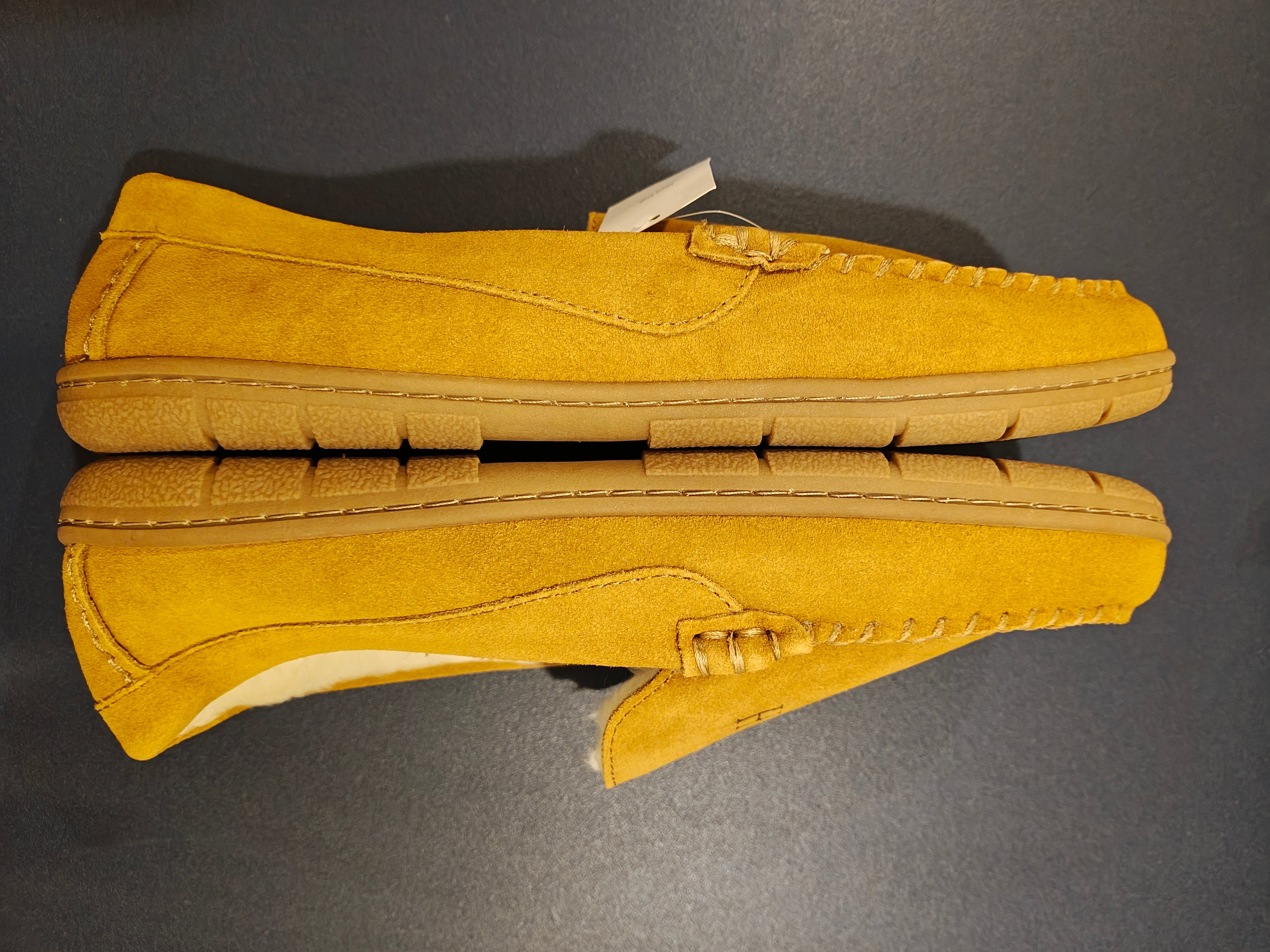 Lands' End Men's Fuzzy Lined Suede Moccasin Slippers Monogrammed ASW- Size 12