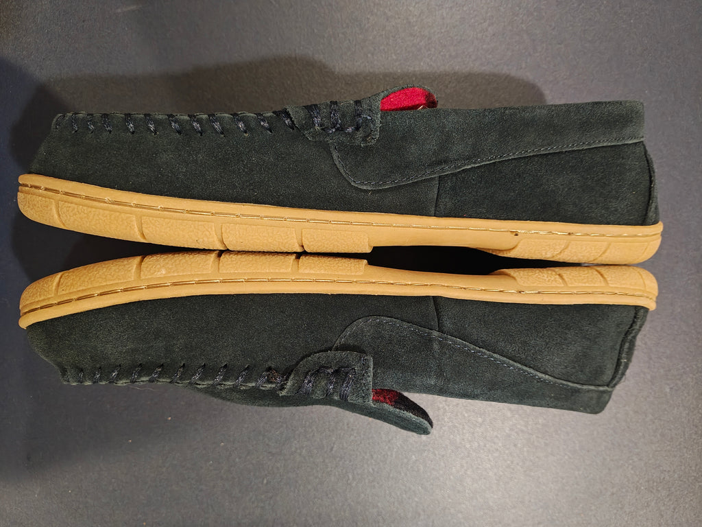 Land's End Men's Hommes Flannel Lined Suede Slip on Moccasin Loafers - Size 9