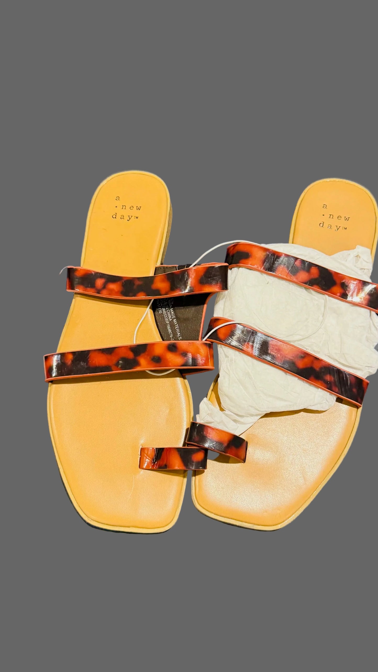 A New Day Women's Marilyn Toe Ring Footbed Sandals with a Tortoise Pattern