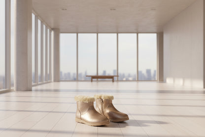 Girl’s Gold Mila Faux Shearling Style Boots-1