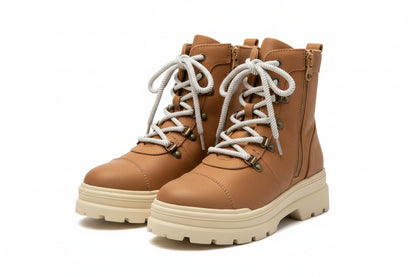Girls' Willa Zipper Lace-up Combat Shearling Style Boots