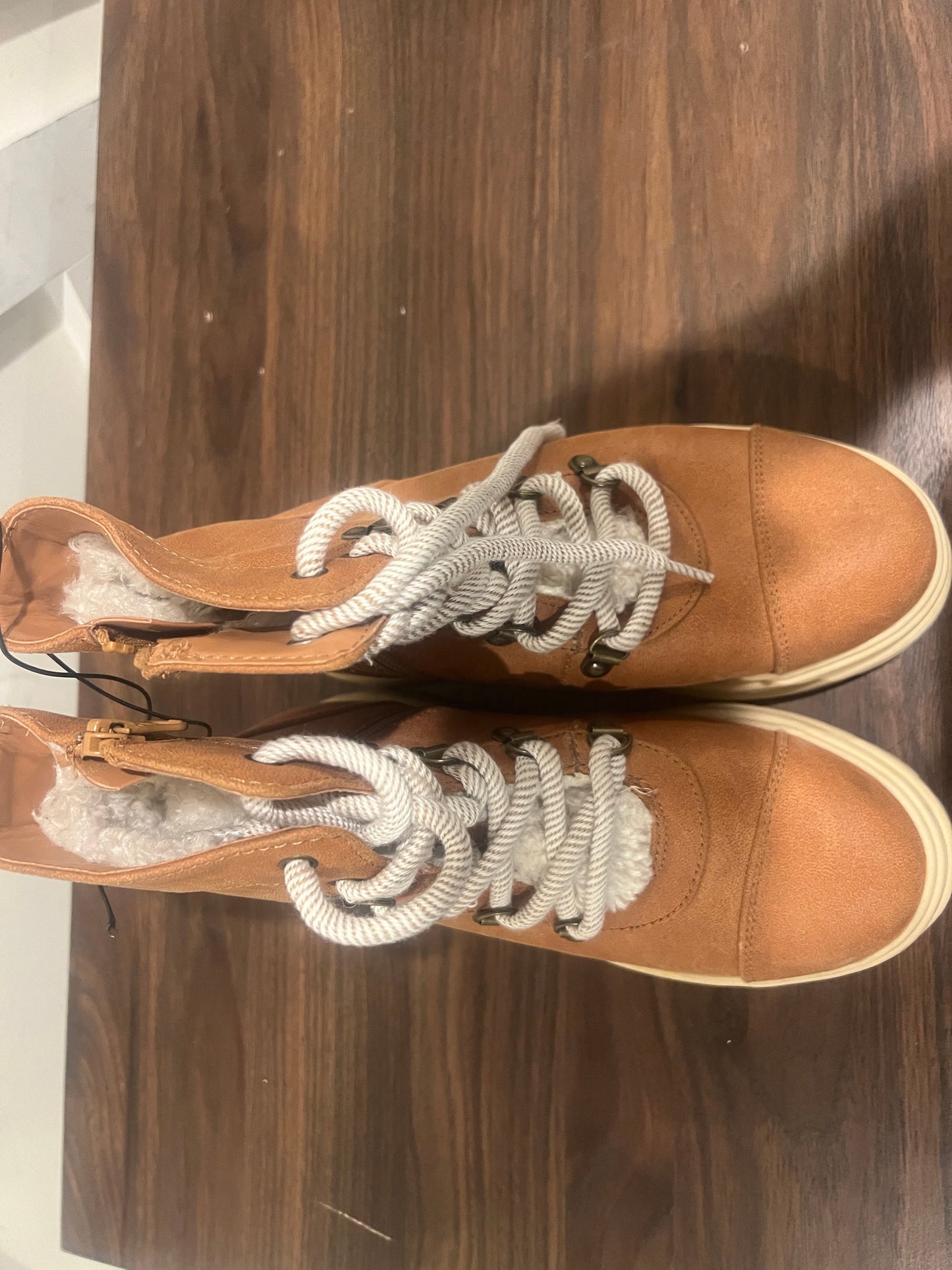 Girls' Willa Zipper Lace-up Combat Shearling Style Boots