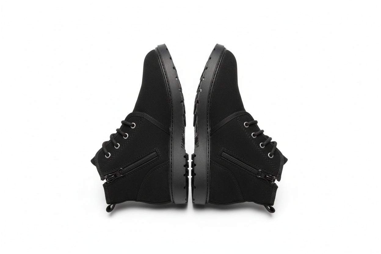 Boys' Ronin Slip-On Lace/Zipper Black Chukka Boots