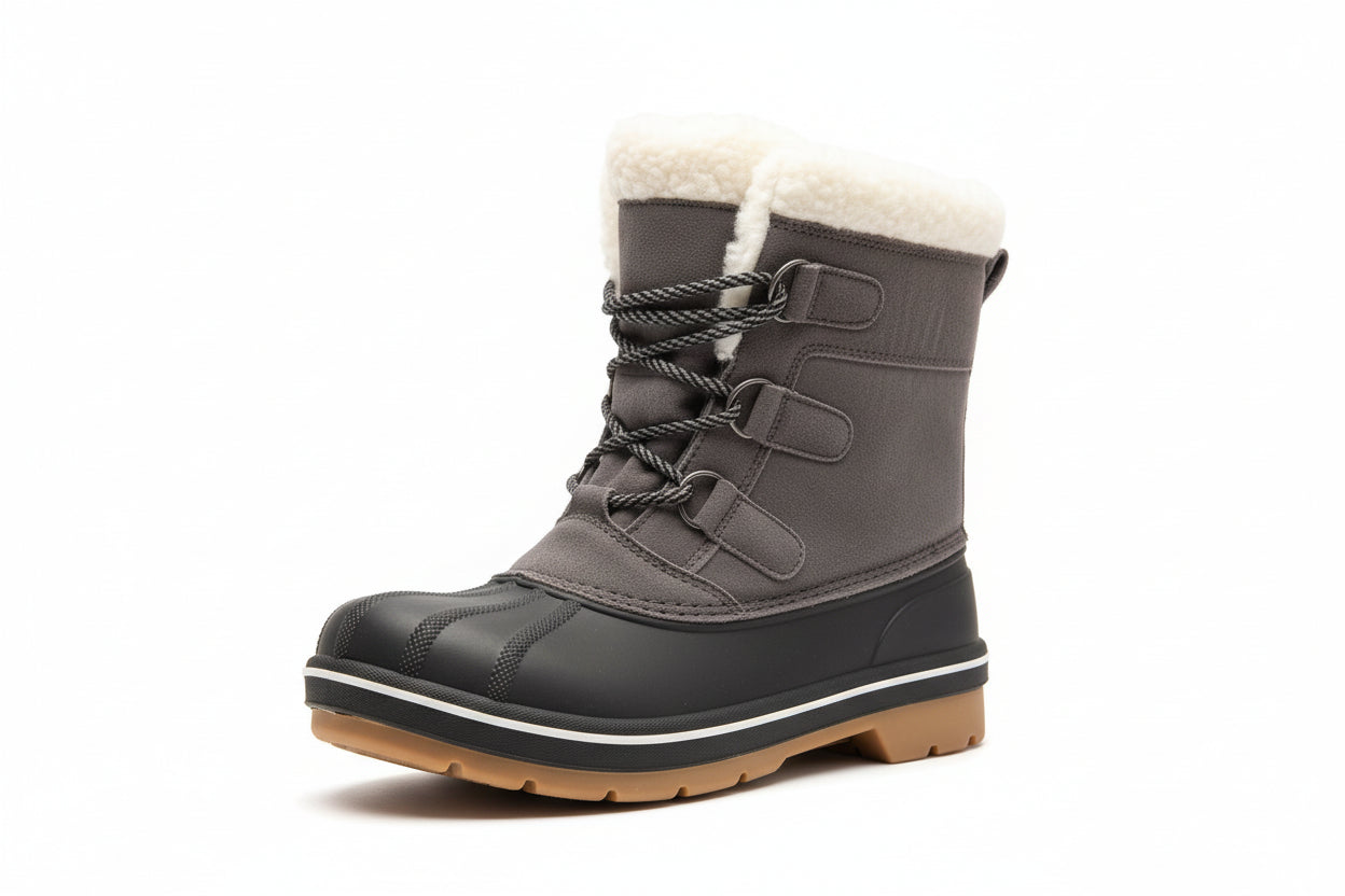Cat & Jack Girls' Gray/Kit Winter Boots - 3