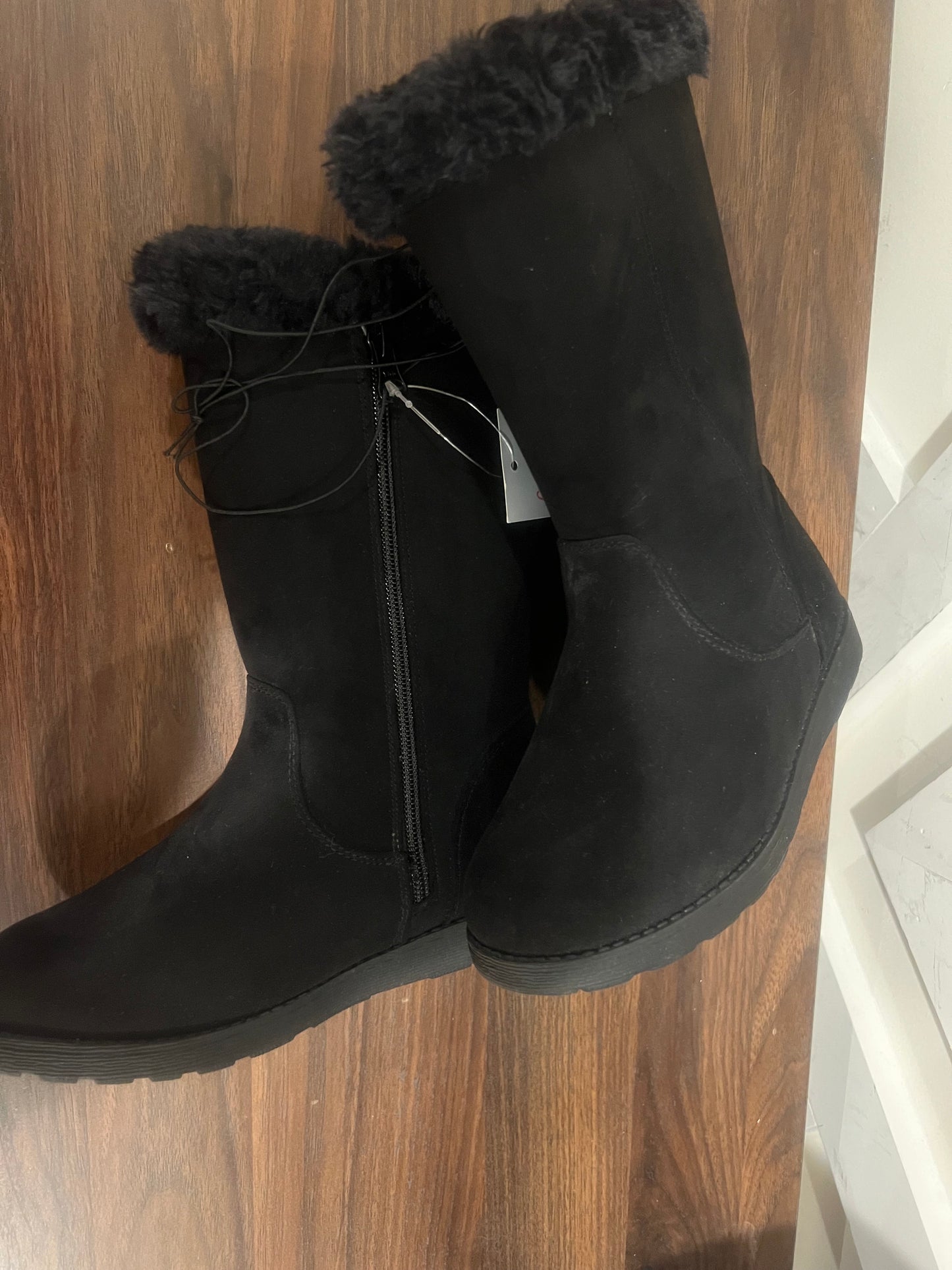 Girls Black Nina Zipper Winter Shearling Style Boots