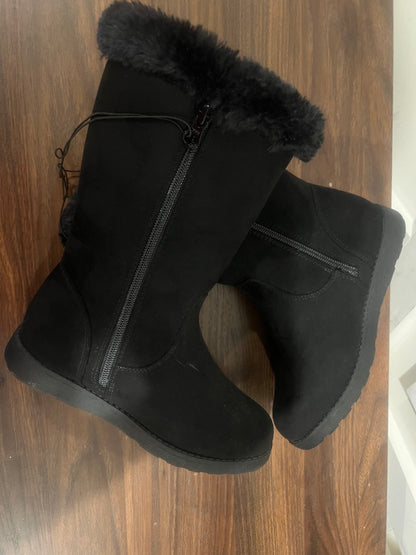Girls Black Nina Zipper Winter Shearling Style Boots