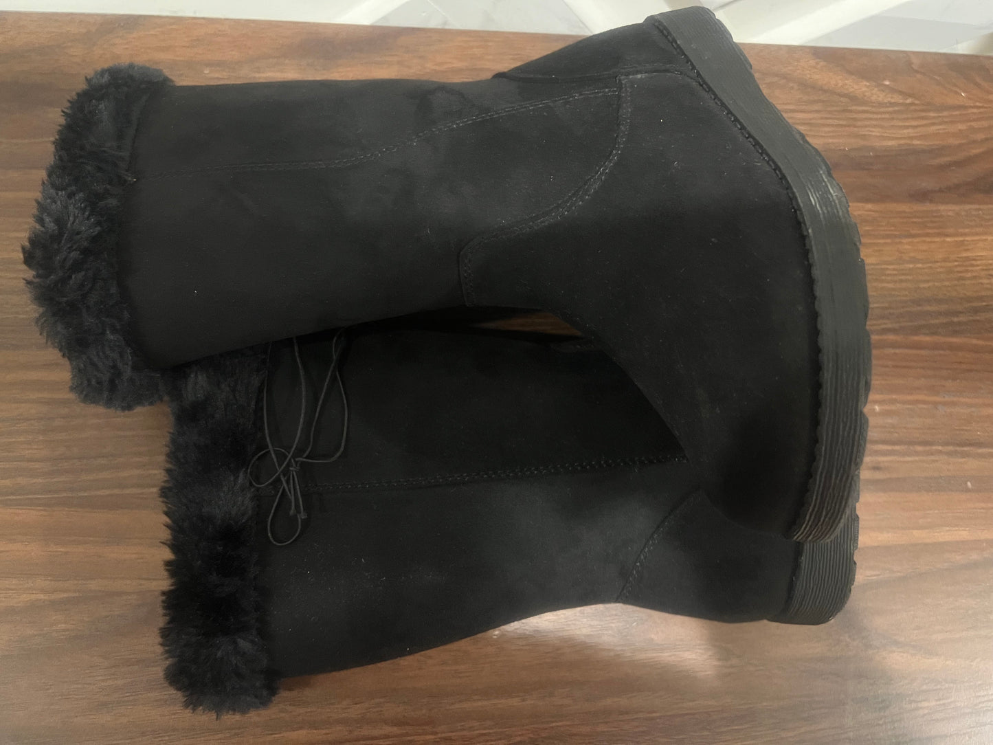 Girls Black Nina Zipper Winter Shearling Style Boots