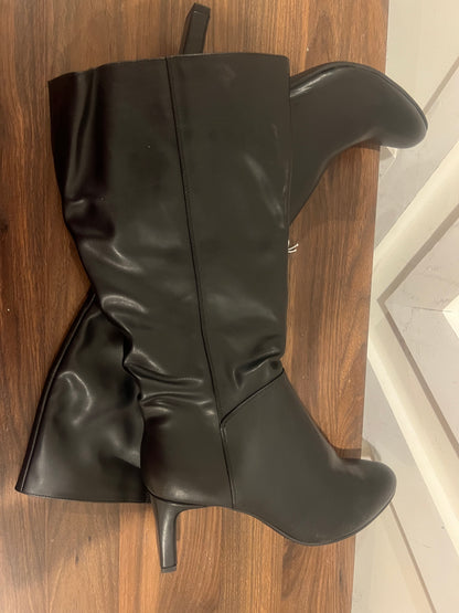 Women's Black/Zelda Knee-high Memory foam Insole Boots 1/4 side zip boots- 10