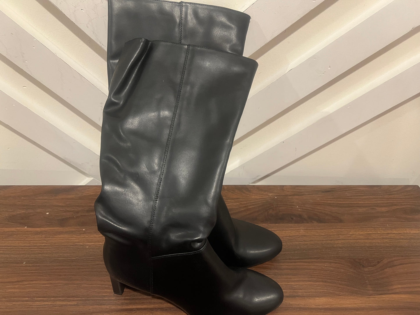 Women's Black/Zelda Knee-high Memory foam Insole Boots 1/4 side zip boots- 10