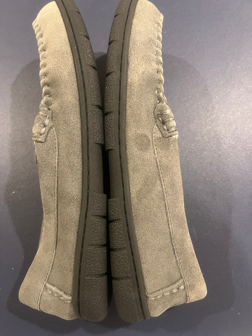 Lands' End Men's Fuzzy Lined Suede Moccasin Slippers Monogrammed AD - Size 10