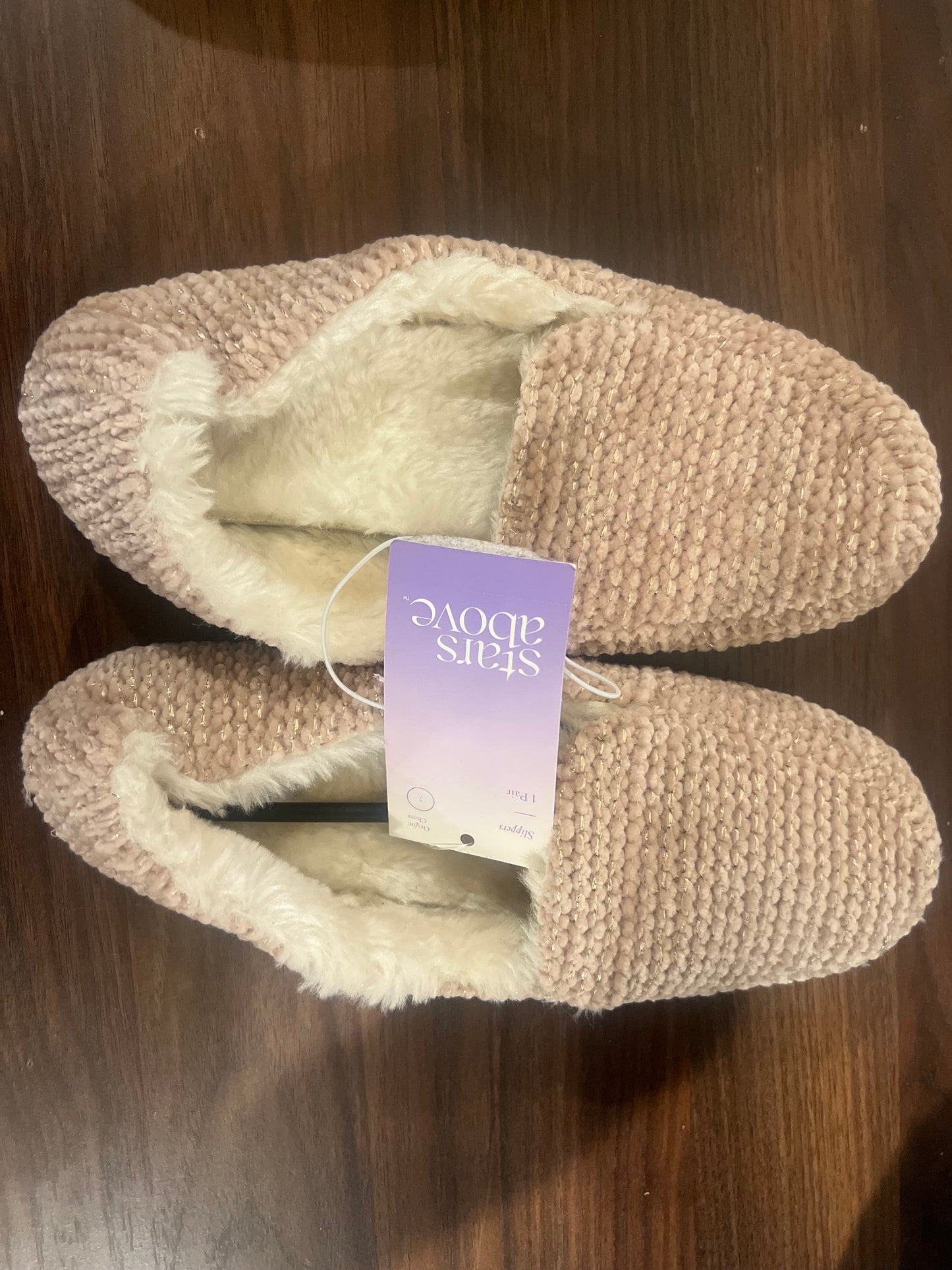 Stars Above Women's Pink/Kora Suede Faux Fur Lining Moccasin Slip-On Slippers -7