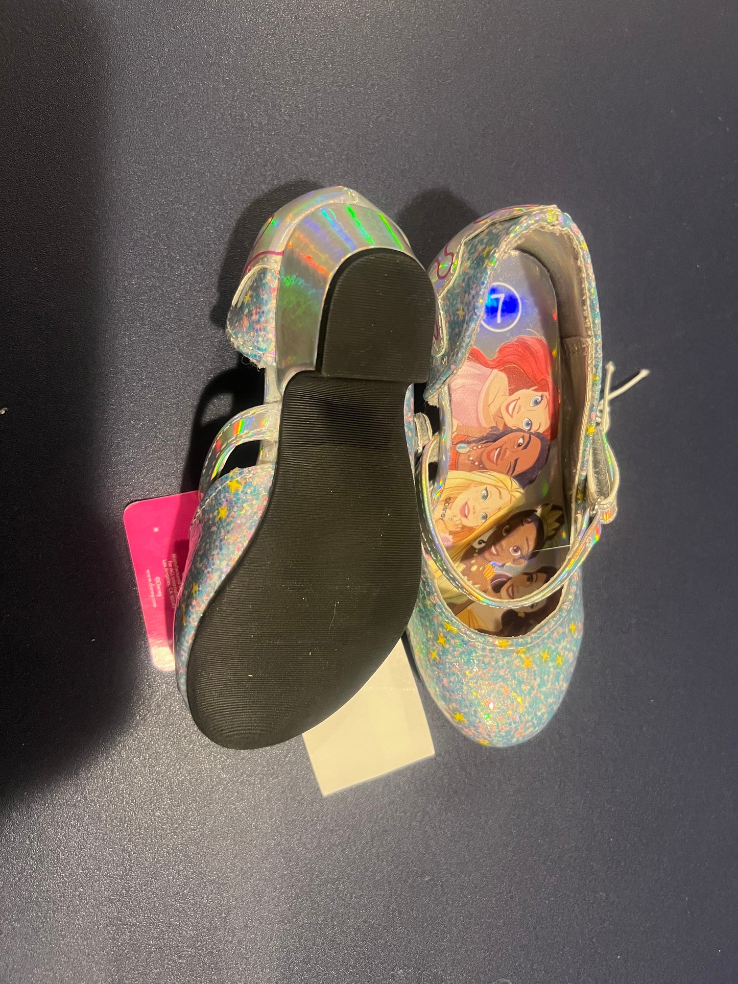 Disney Princess Toddler Girls Heels Ariel Moana Tiana Belle Silver - Size 7