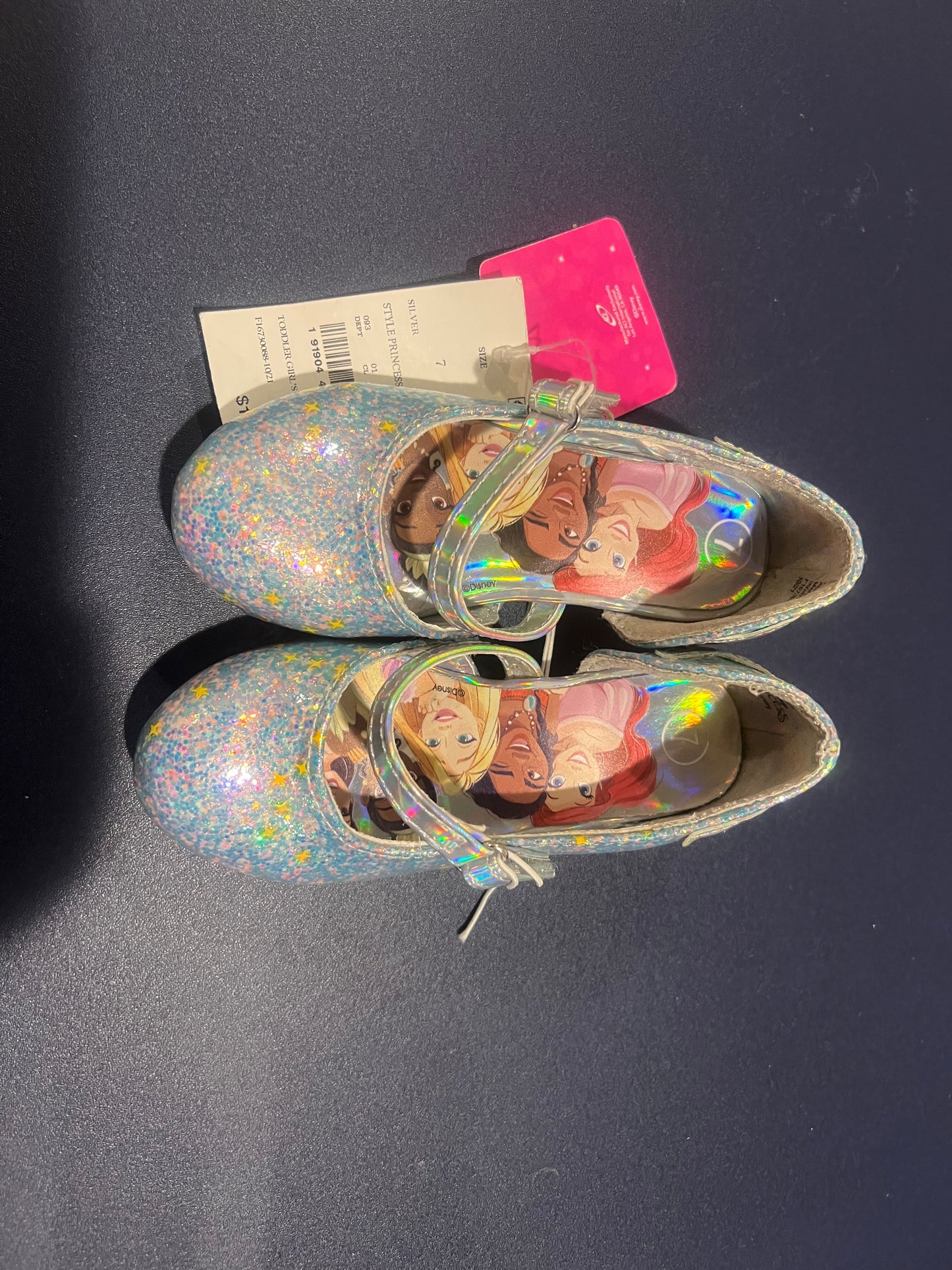 Disney Princess Toddler Girls Heels Ariel Moana Tiana Belle Silver - Size 7