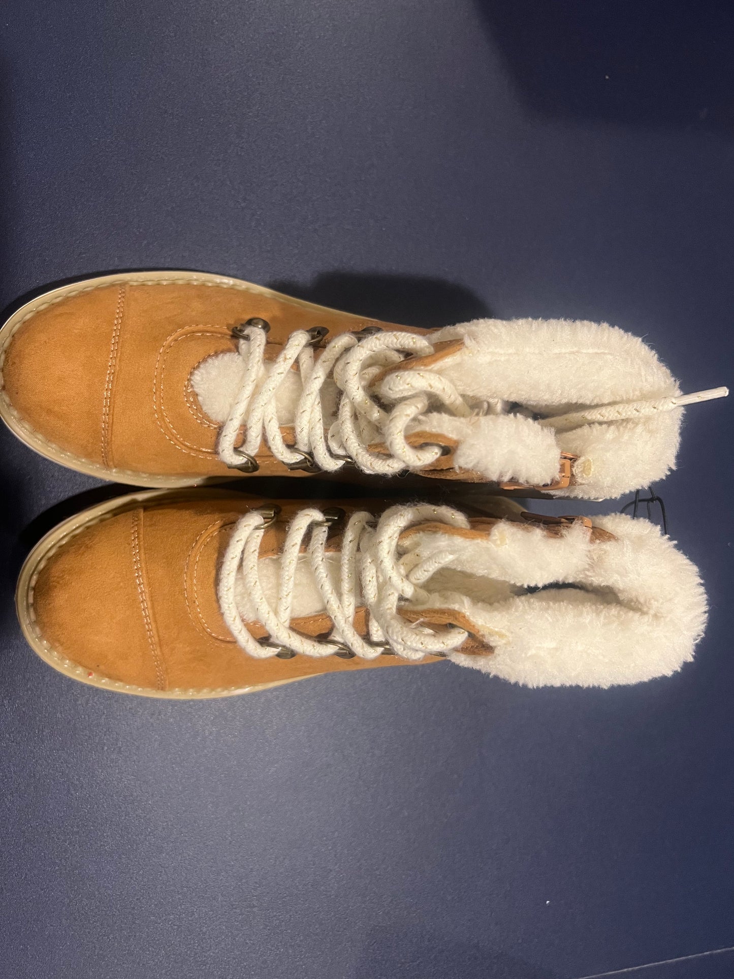 Cat & Jack Girl's-Rayne Zipper Slip-On Winter Shearling Style Cognac Boots - size 1