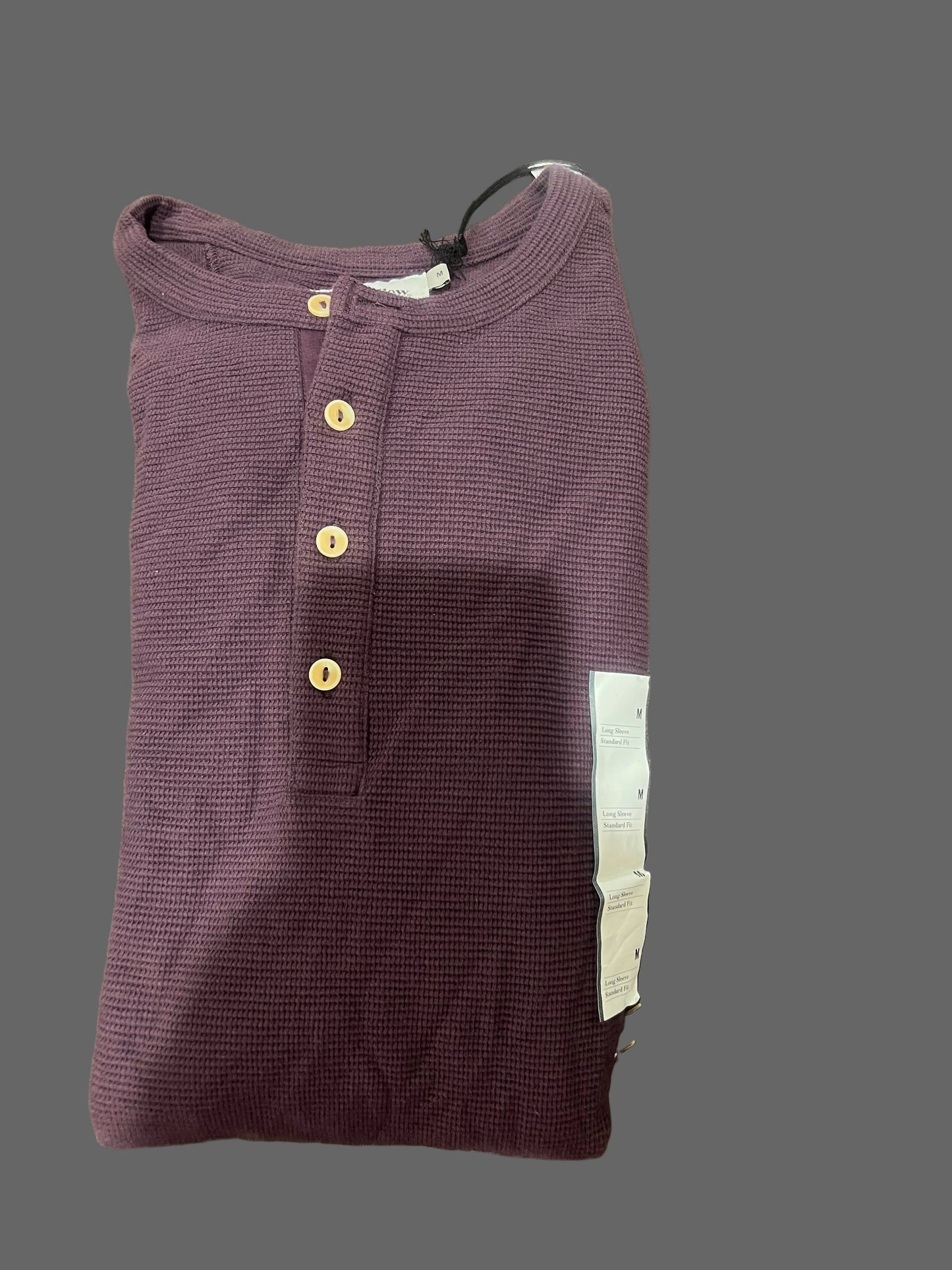 Goodfellow & Co Men's Long Sleeve 4 Button Textured Henley Shirt Purple - Sizes S, M, L, XL