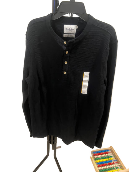 Goodfellow & Co Men's Long Sleeve 4 Button Textured Henley Shirt Black - S, M