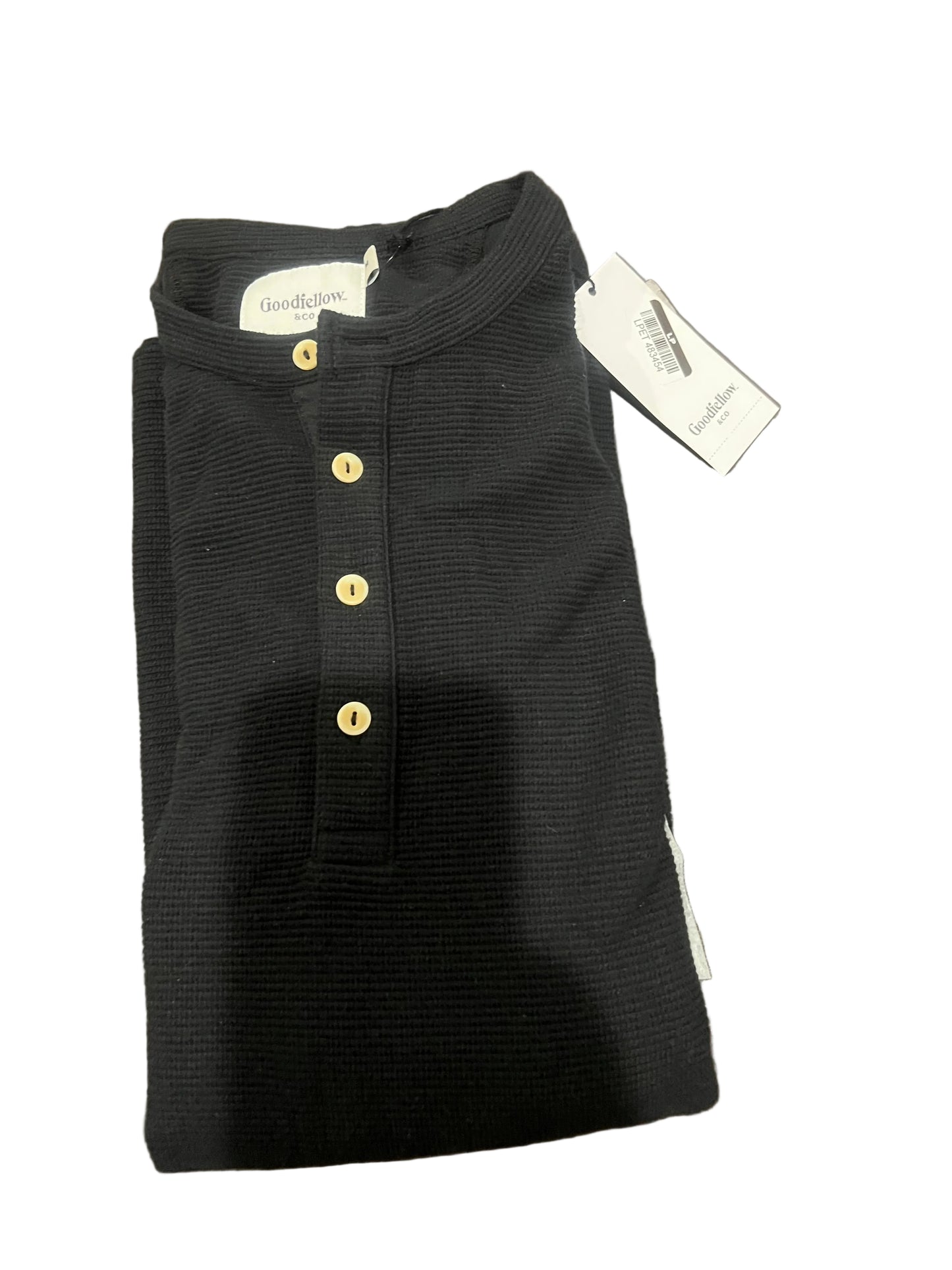 Goodfellow & Co Men's Long Sleeve 4 Button Textured Henley Shirt Black - S, M