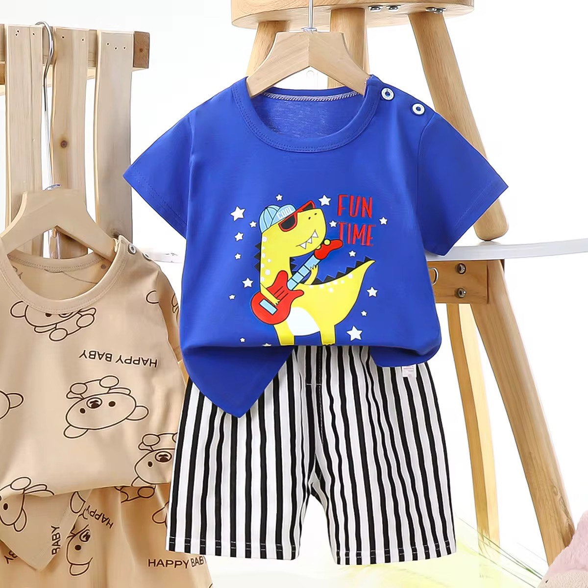 Toddlers' Summer Casual Outfit 2PCS Short Sleeve with Pants Clothing set - Sizes 24M