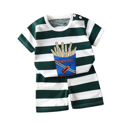 Toddlers' Summer Casual Outfit 2PCS Short Sleeve with Pants Clothing set - Sizes 18M